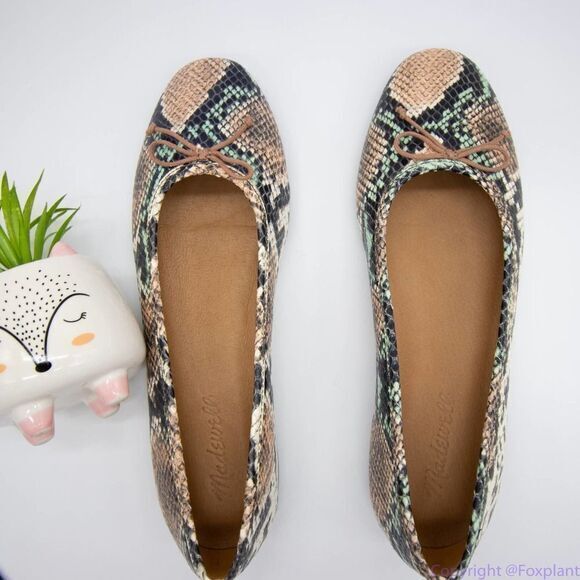 Madewell Adelle Ballet Flat in Snake‎ Embossed Leather, women's size 7 - Picture 3 of 13